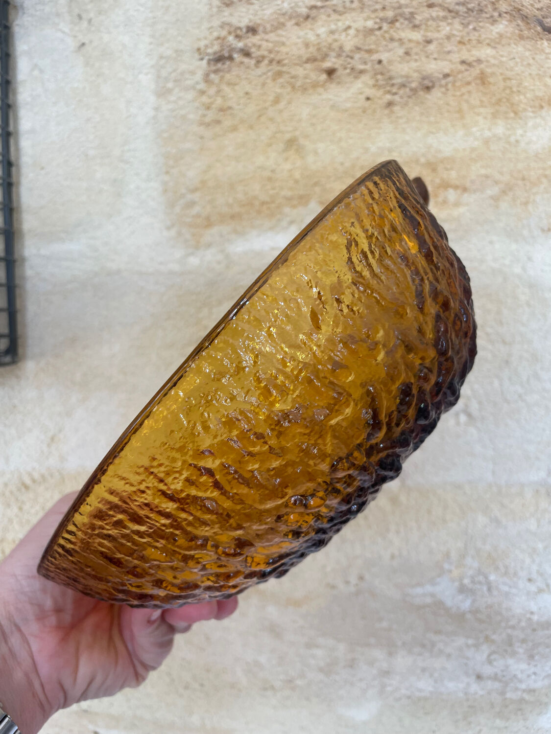 Service à dessert en verre ambré forme pomme fabriqué en Italie