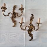 Pair of Louis XV style bronze candlesticks, Raphael model