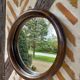 Vintage curved bamboo mirror