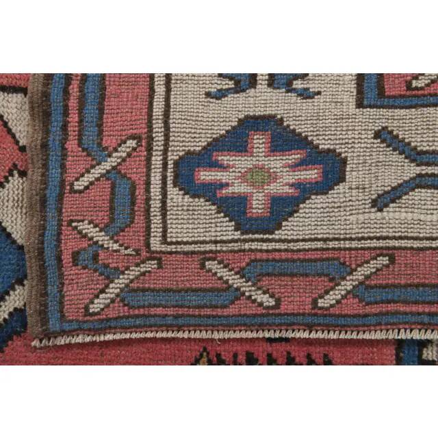 Vintage Turkish Hand-Knotted Wool Cotton Pink Area Rug 192x274