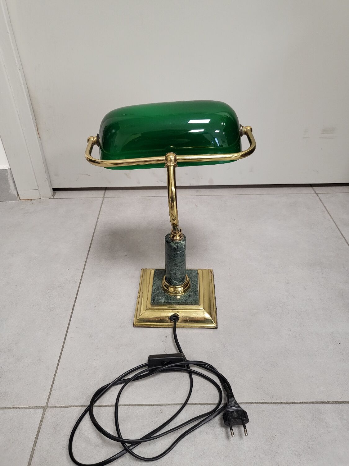 Lampe banquier de bureau marbre vert