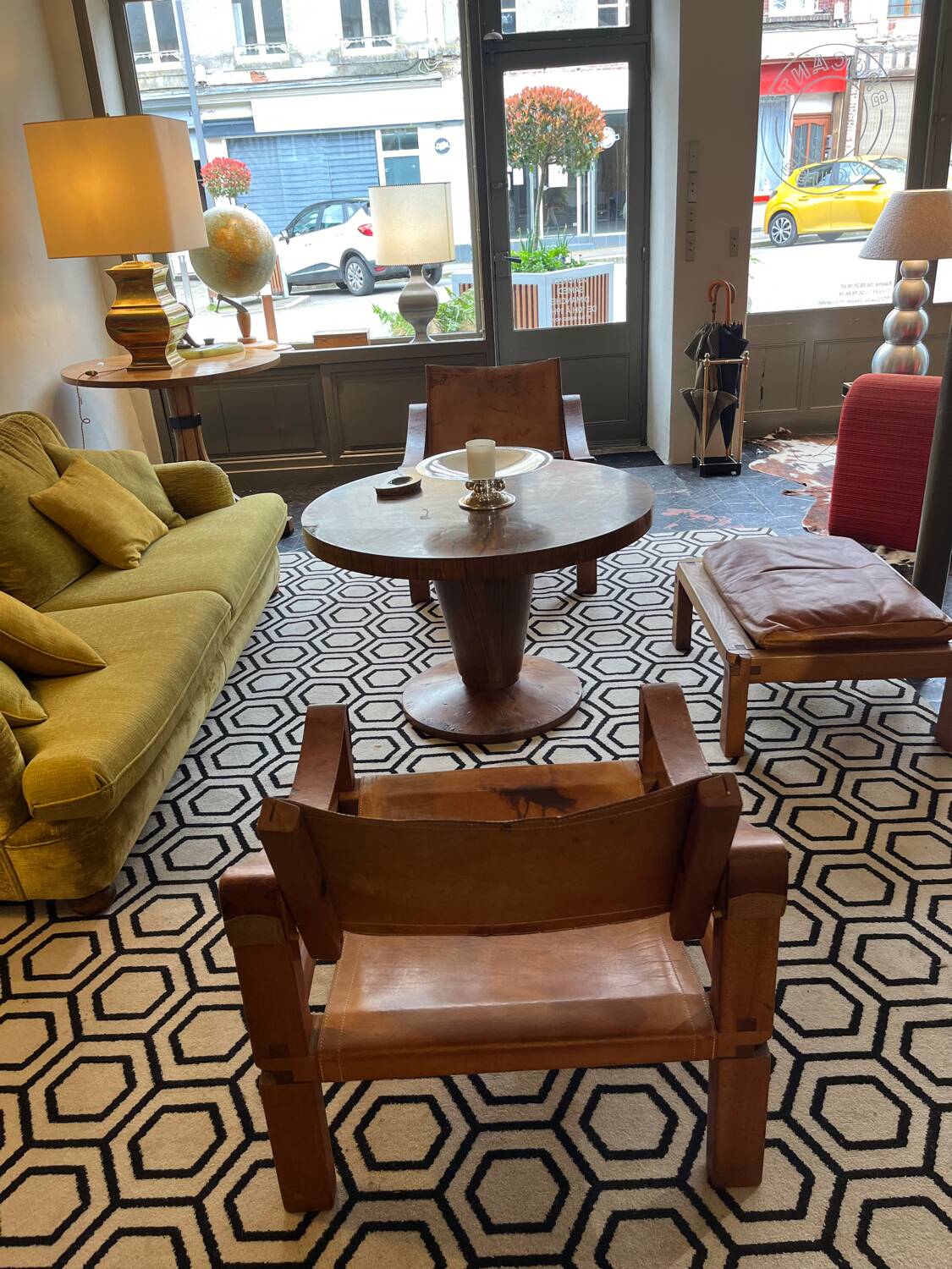 Pair of armchairs and a footrest Pierre Chapo 1960
