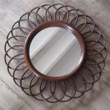 Miroir soleil rotin vintage