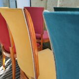 Lot of 6 wooden and fabrics chairs