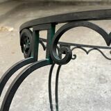 Vintage 1940s art deco marble and metal pedestal table