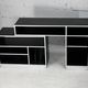 Storage cabinet wood compressed lacquered black lining margins aluminum. France, circa 1975.