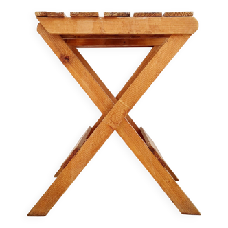 Tabouret pliant ancien en bois - porte-plantes en bois