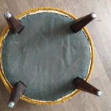 Vintage fringed toad pouf