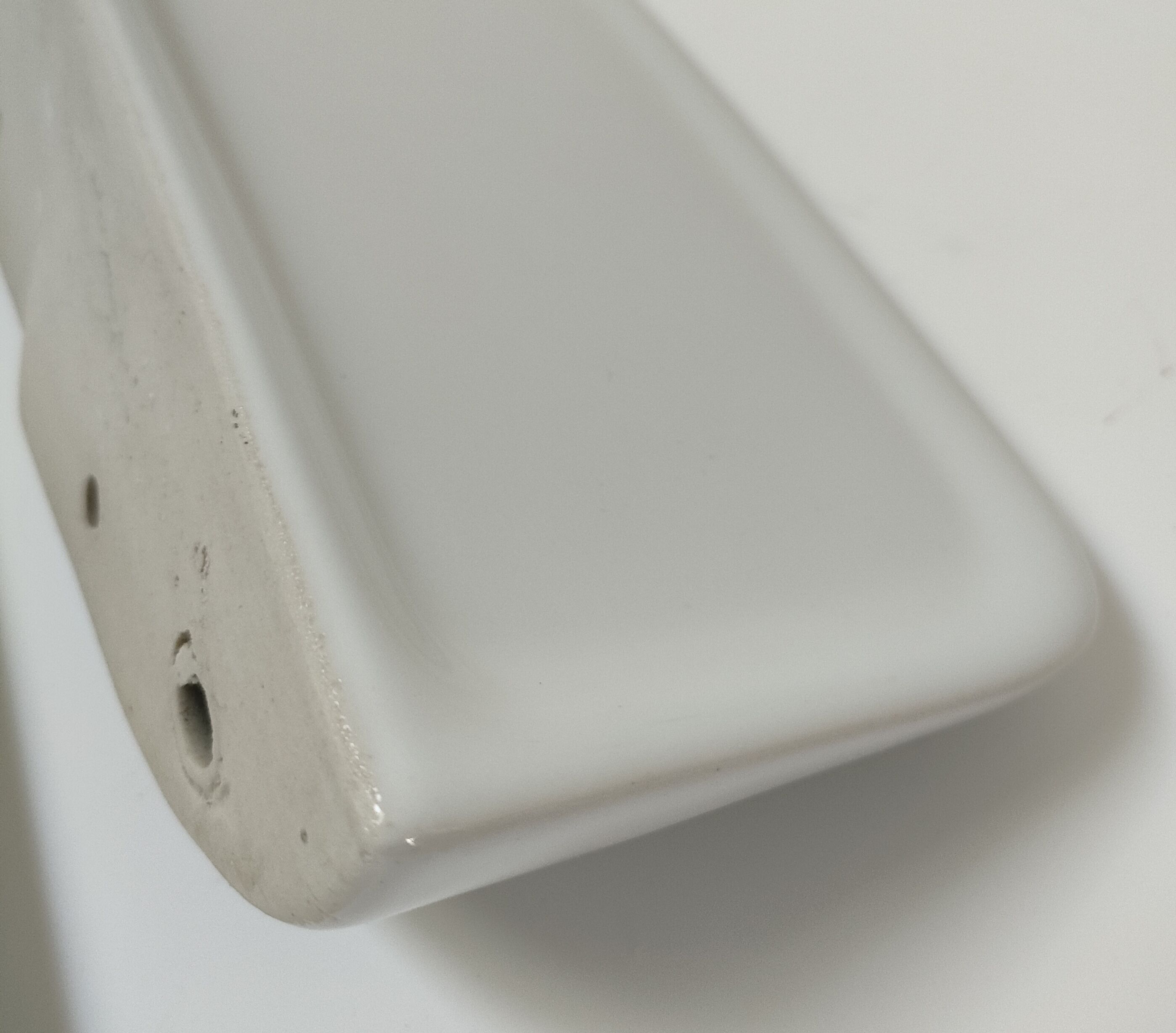 Two wall shelves ceramic glazed white vintage