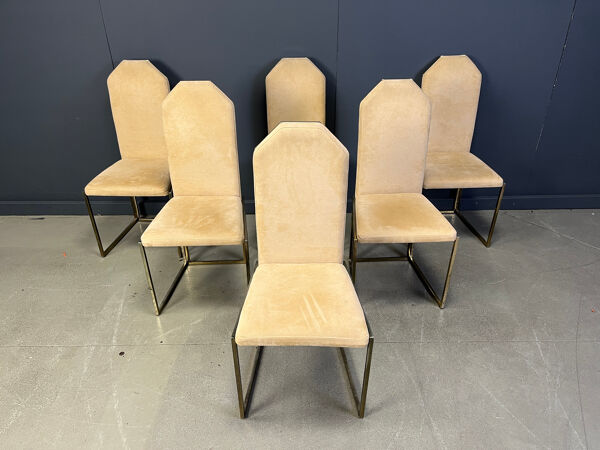 Chaises de salle à manger en laiton vintage par Belgochrom, années 1970