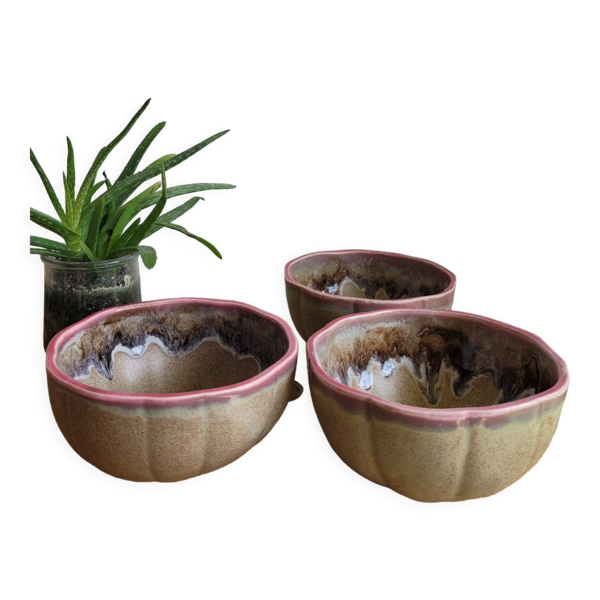 Trio bols Vallauris en grès vernissé