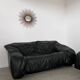 Vintage sofa set roset line Flou Flou designer sofa 80s black leather