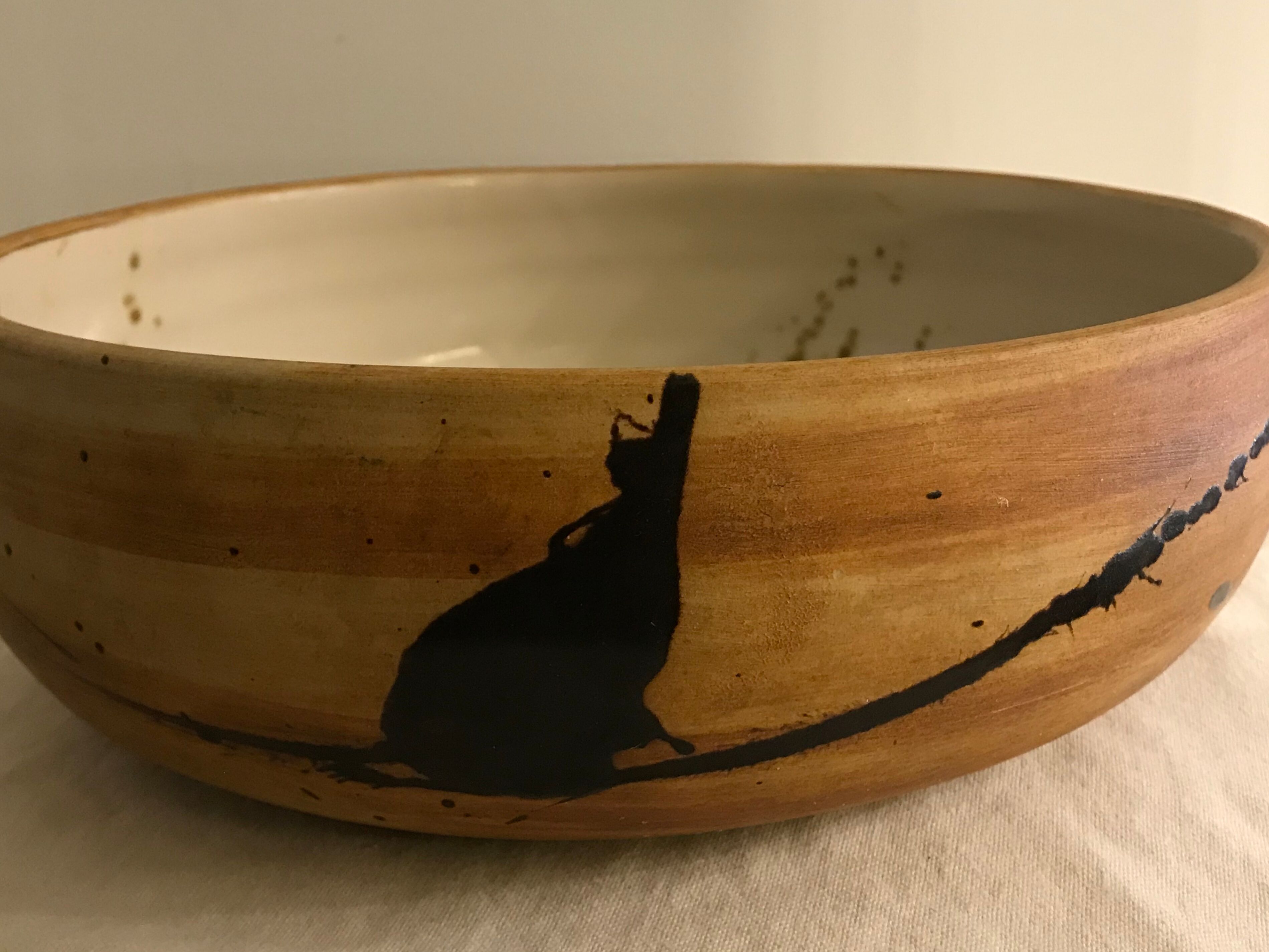 Saladier or serving dish in enamelled sandstone La Poterie de la Colombe