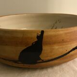 Saladier or serving dish in enamelled sandstone La Poterie de la Colombe