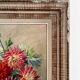 Peinture ancienne tableau huile sur toile fleurs dahlias 