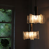 Kaiser ice glass hanging lamp 1970