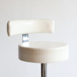 Chrome bar stool in white skai, 1960s.