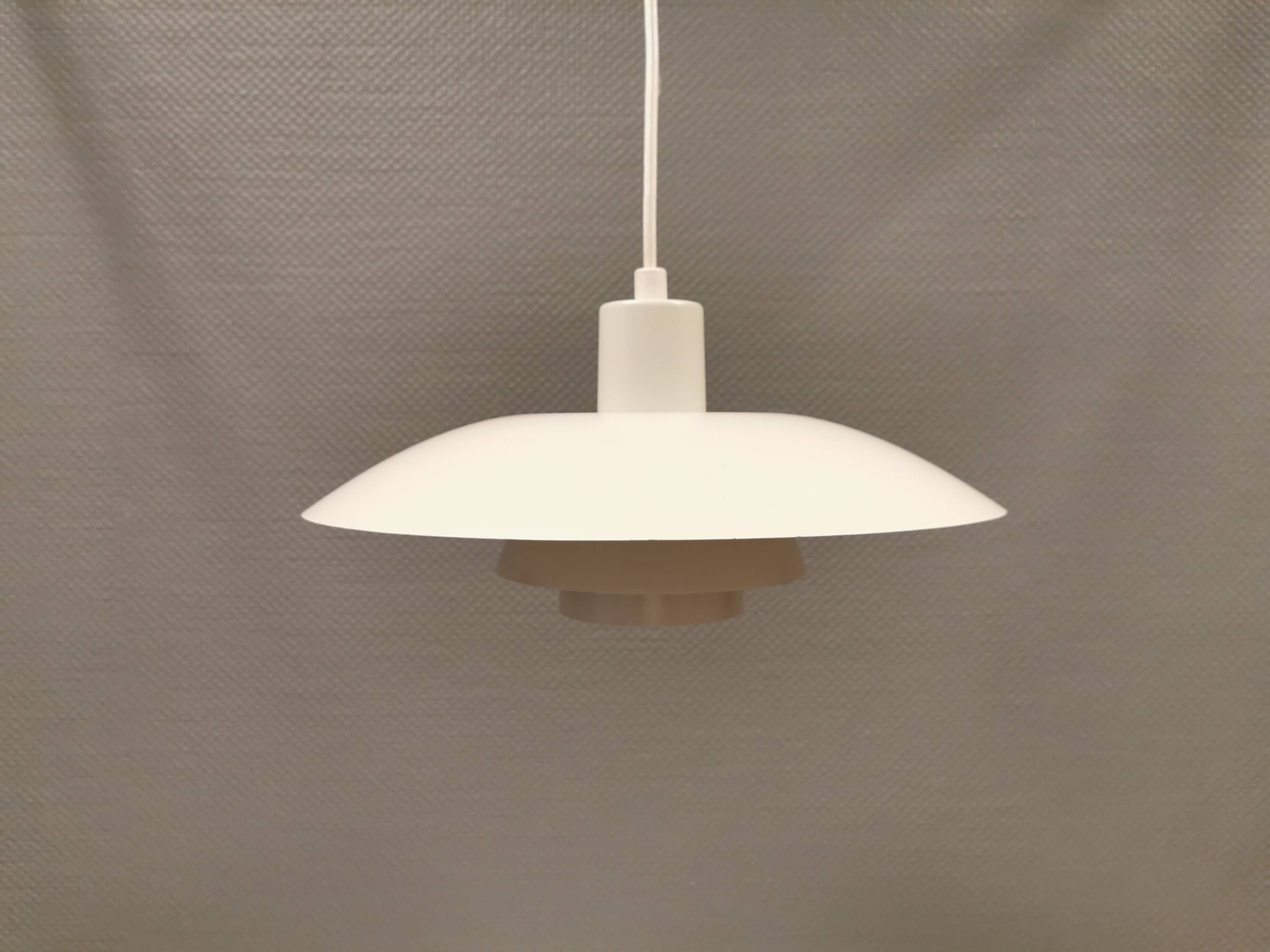 Older ph 4/3 hanging lamp, in white, with original orange dimmer.