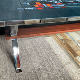 Coffee table in signed ceramic and chromed metal 70s