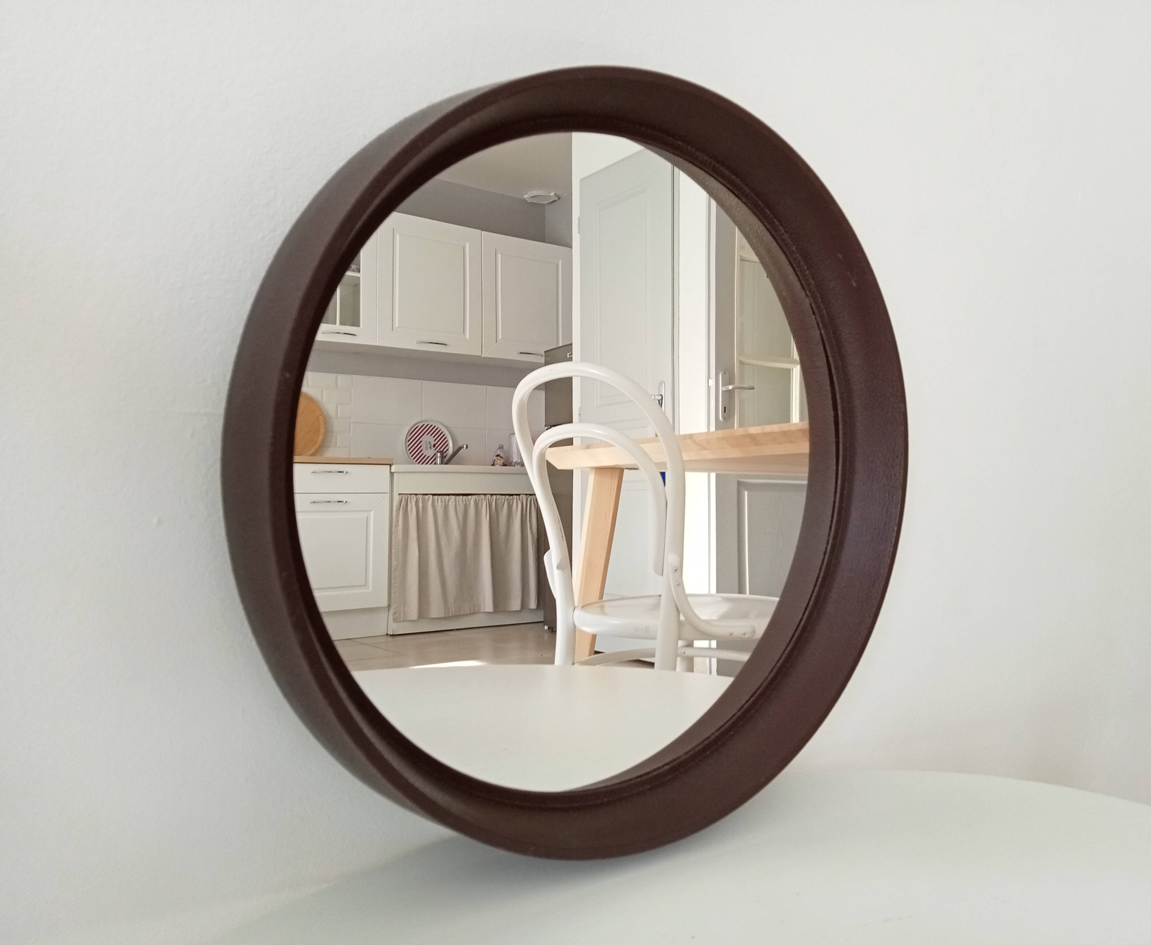 Miroir rond vintage Germany Lange Spiegel années 60/70