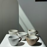 Set of 5 Indonesian ceramic handle coffee cups