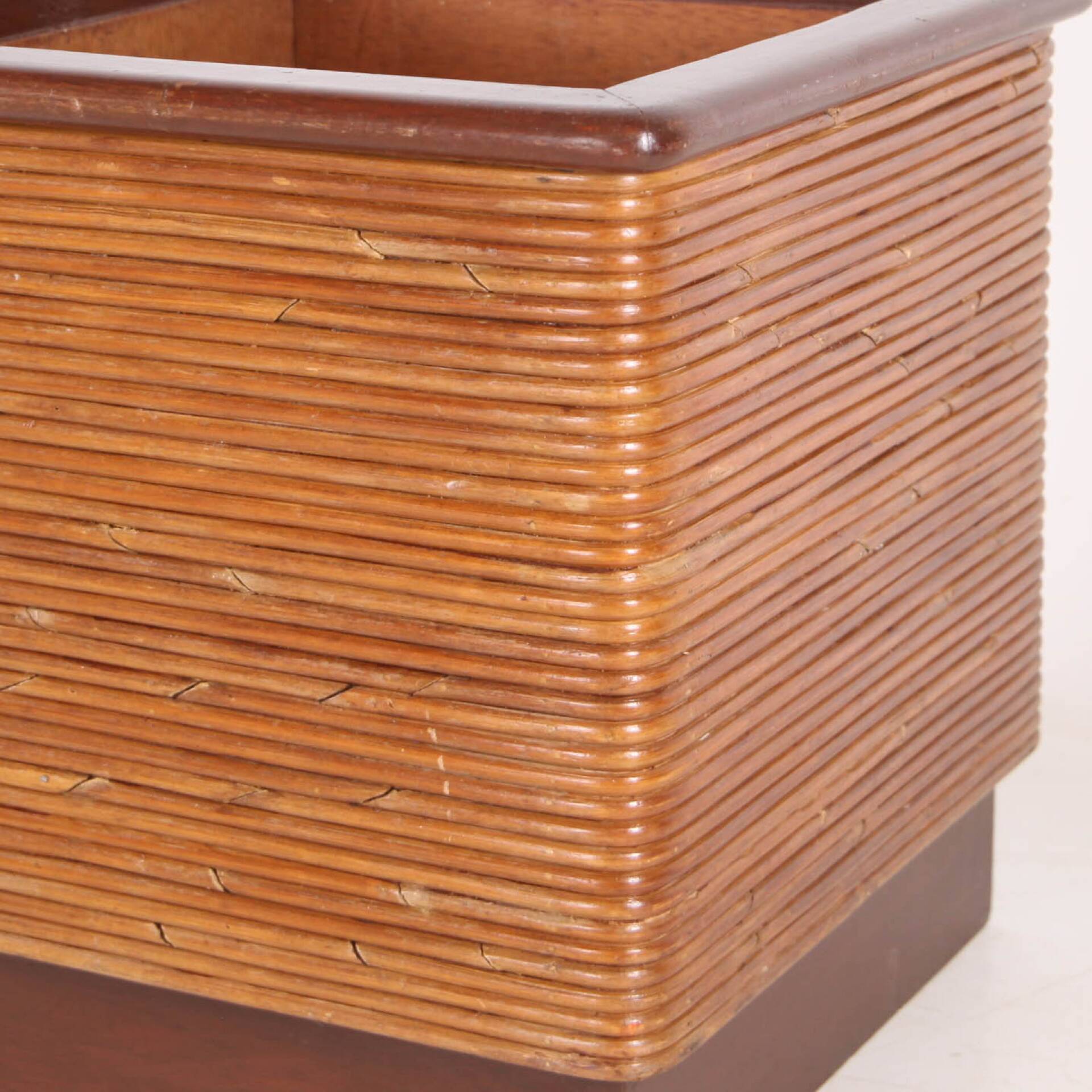 Rattan and wood planter