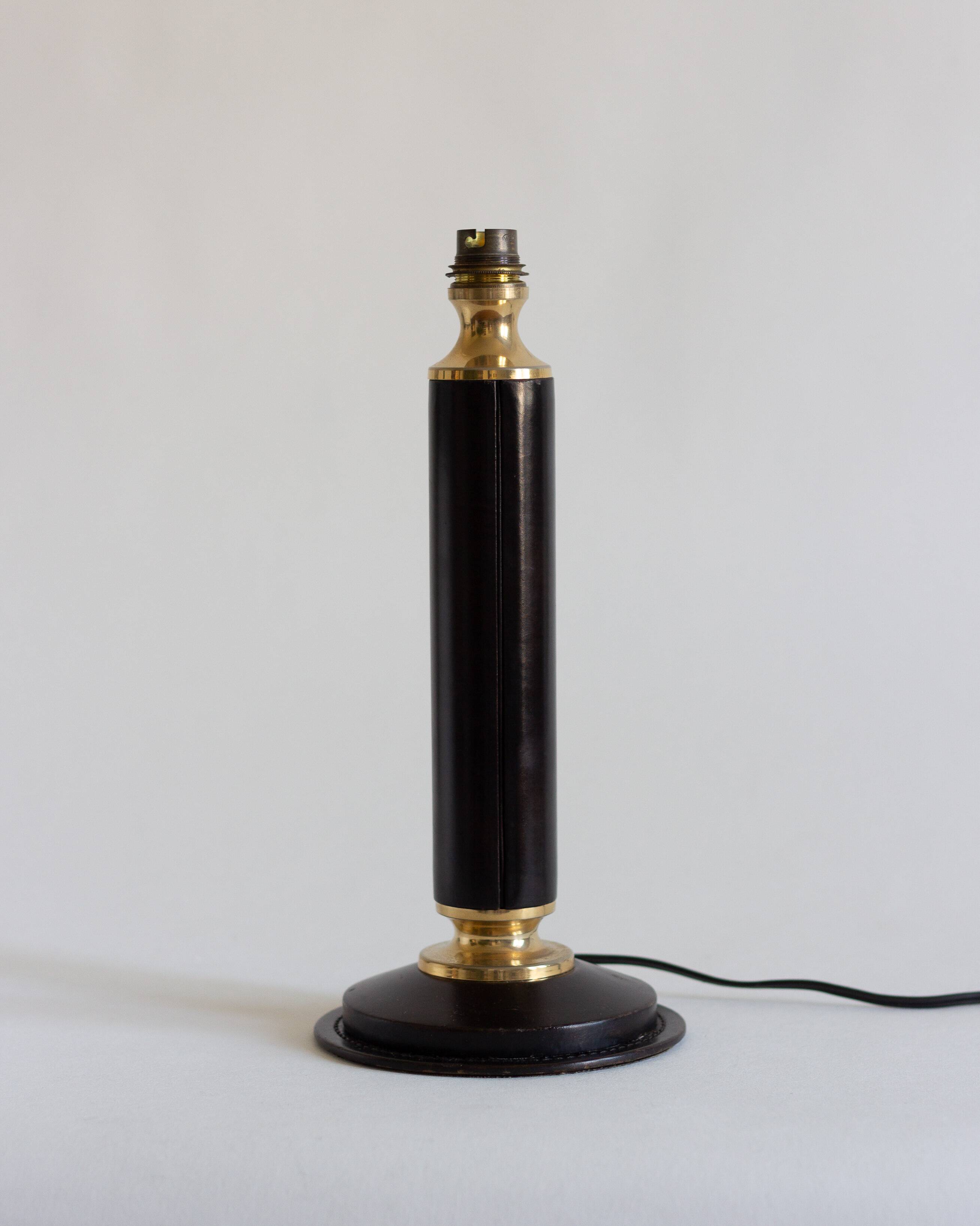 Leather lamp base, Le Tanneur (attr.), France, 1950s/1960s