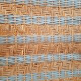 Vintage set of 2 garden woven rattan chairs - sky blue nets - 40