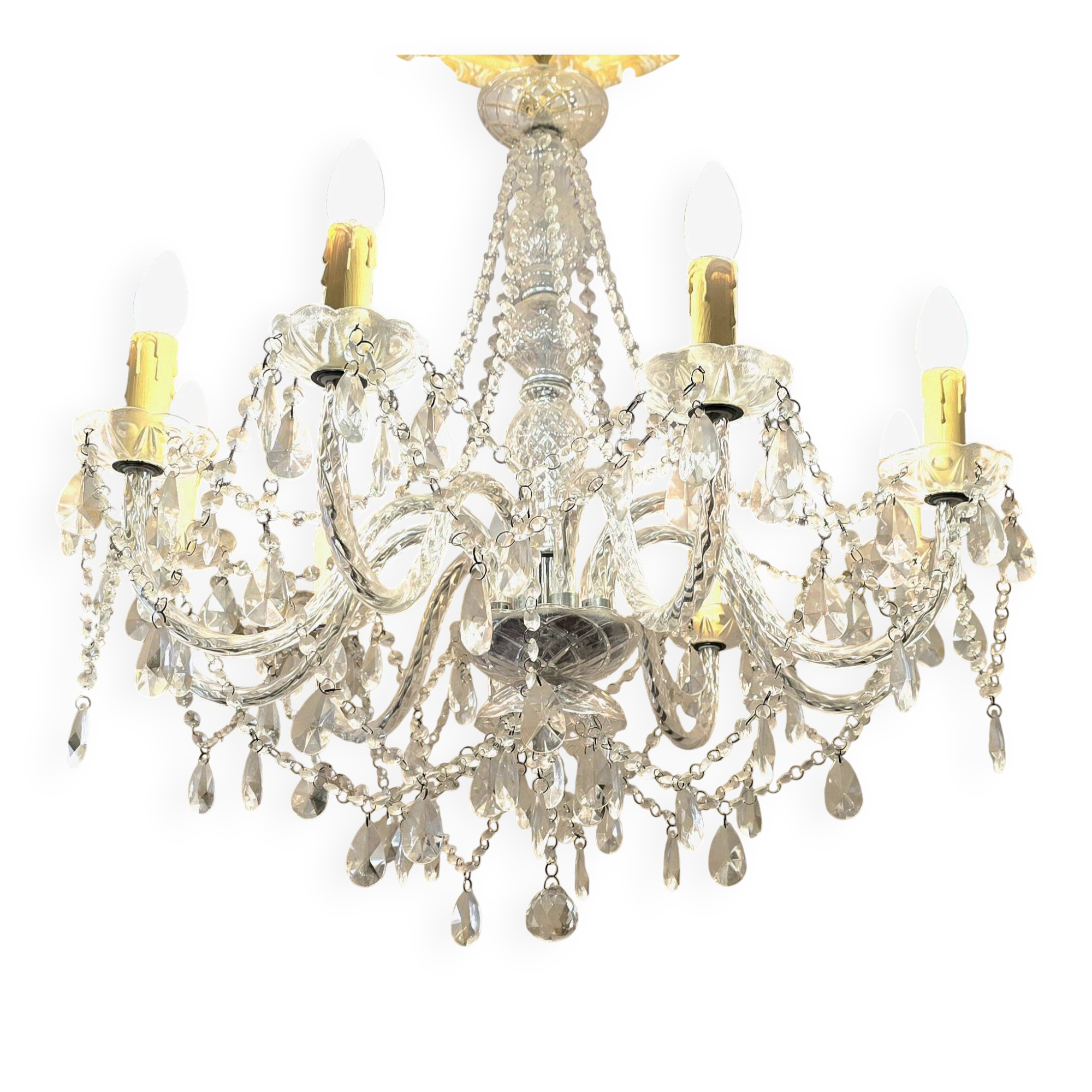Glass chandelier with polypropylene arms – 9 lights