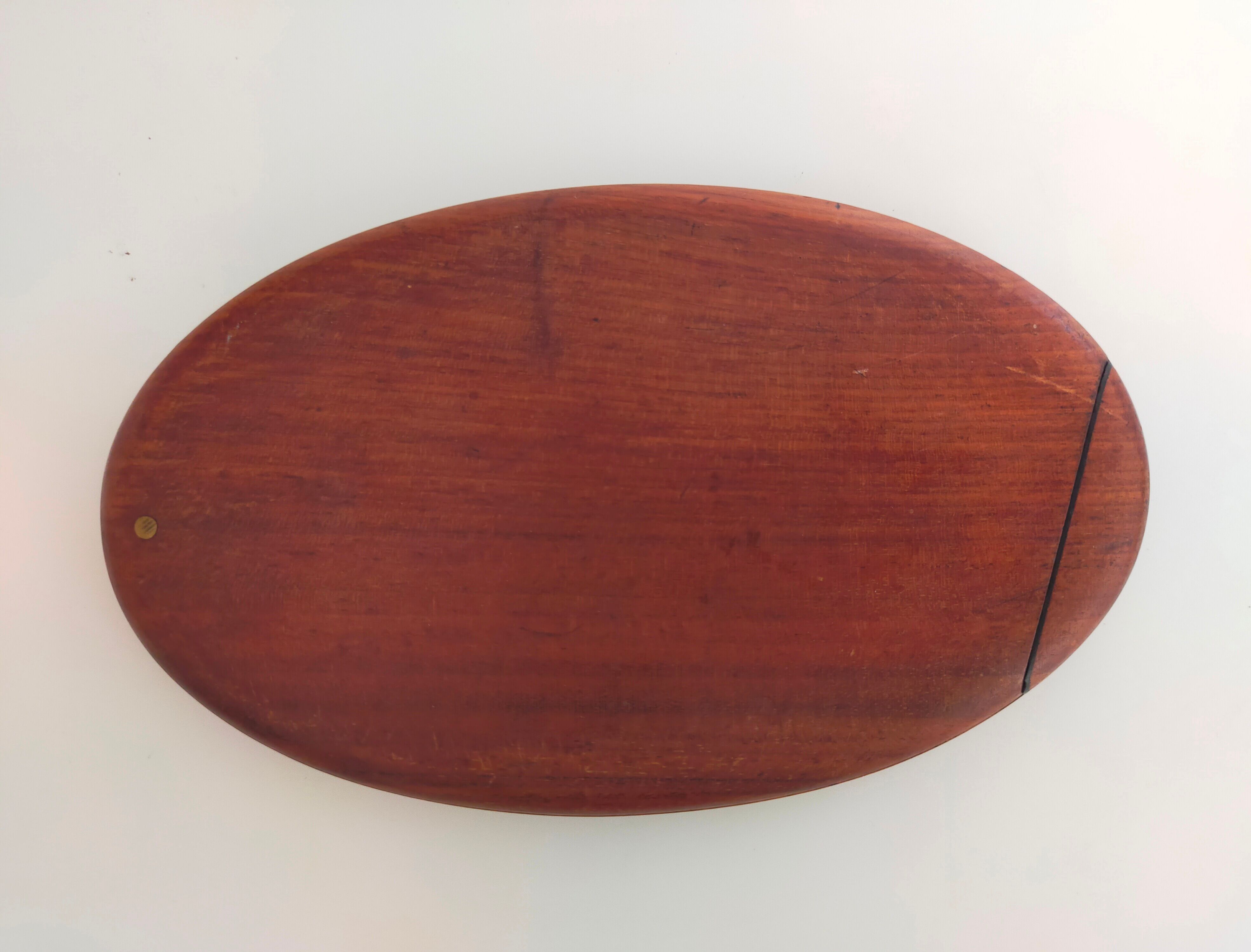 Vintage wooden travel mirror signed