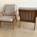 Pair armchairs compass feet, 1960