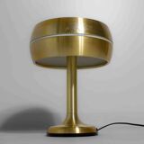 Italian brass table desk lamp with sculptural base and glowing band, 1960s