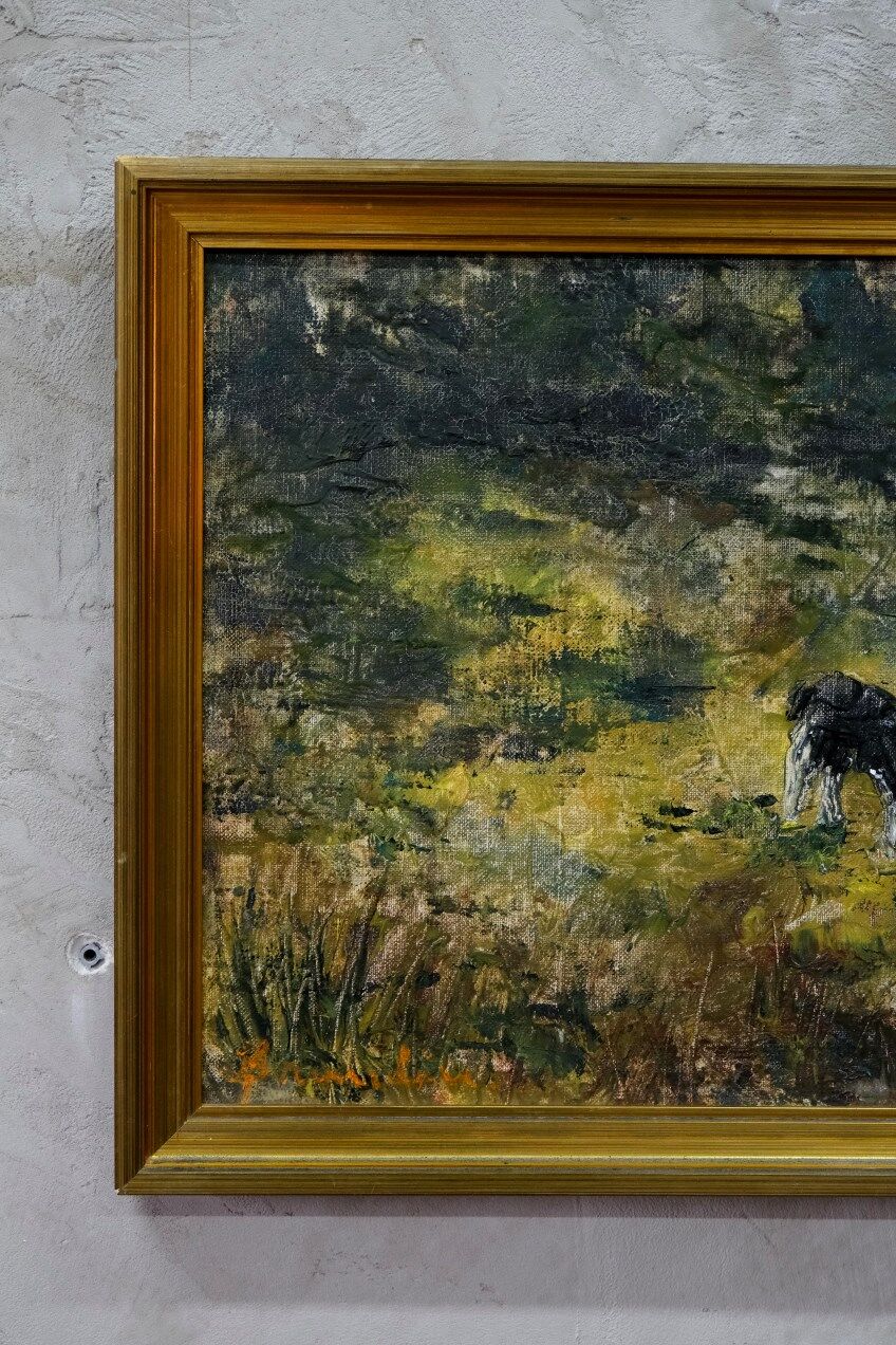 Swedish modern painting, Hanna Brundin, 1970s, oil on canvas, framed