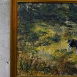 Swedish modern painting, Hanna Brundin, 1970s, oil on canvas, framed