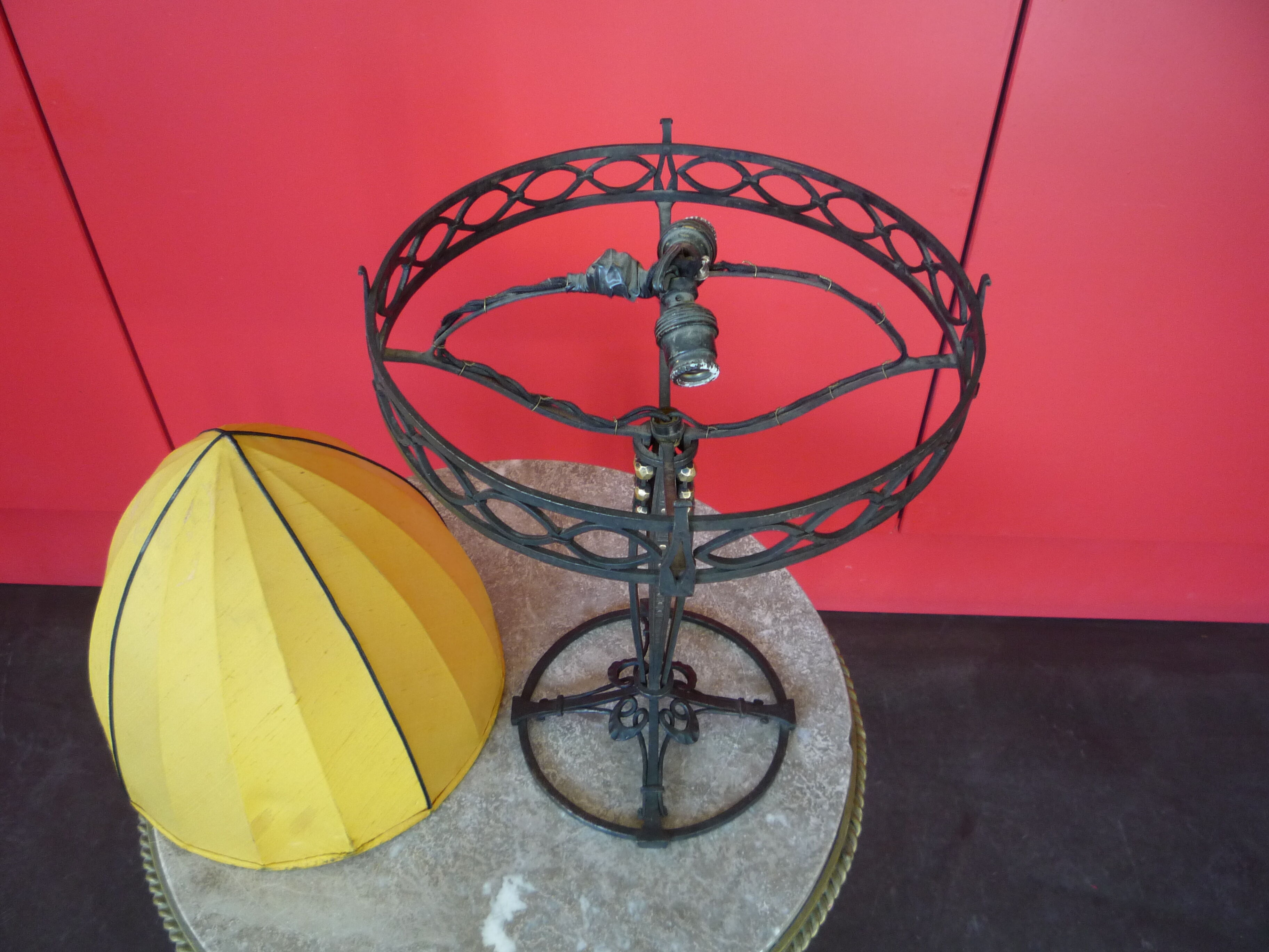 Raymond Subes art deco wrought iron lamp