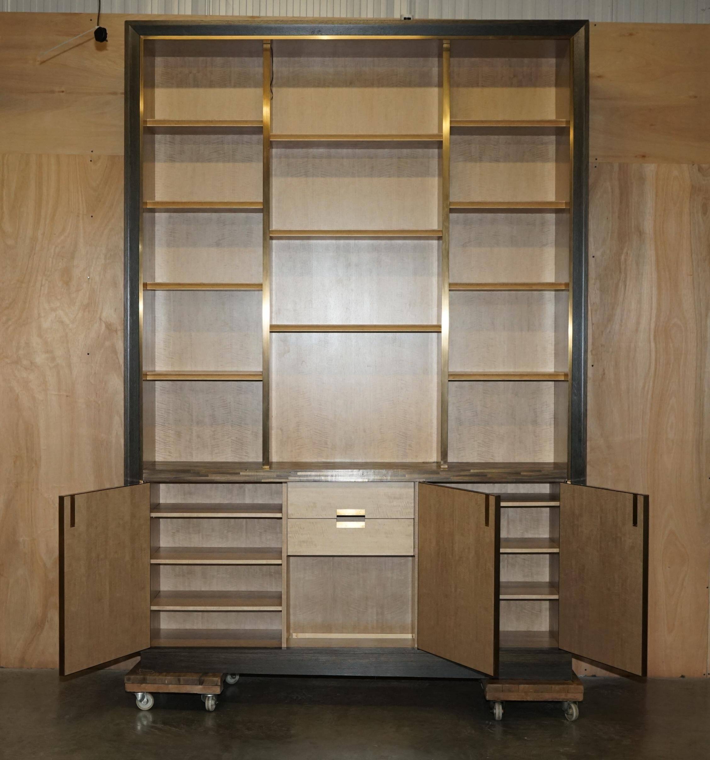 Bibliothèque à Marqueterie de Paille Massive Jallu Qualité Musée