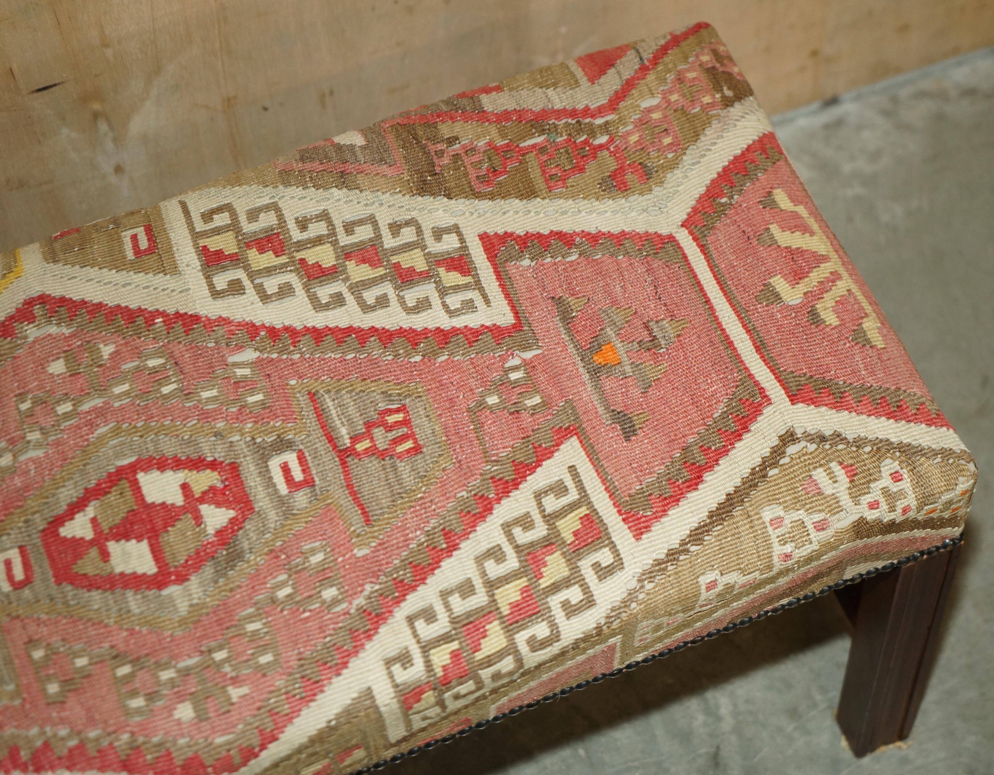 Padded footrest bench in Victorian Kilim style by George Smith