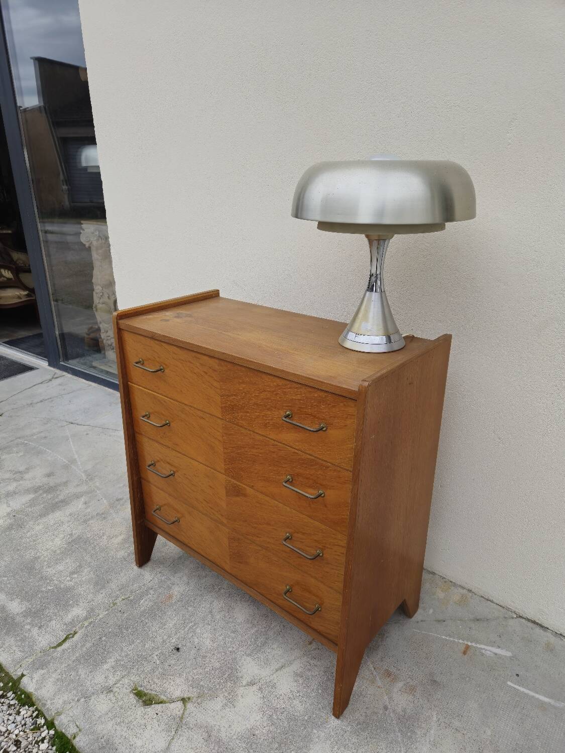 Vintage chest of drawers with compass feet, 1950s, 4 drawers