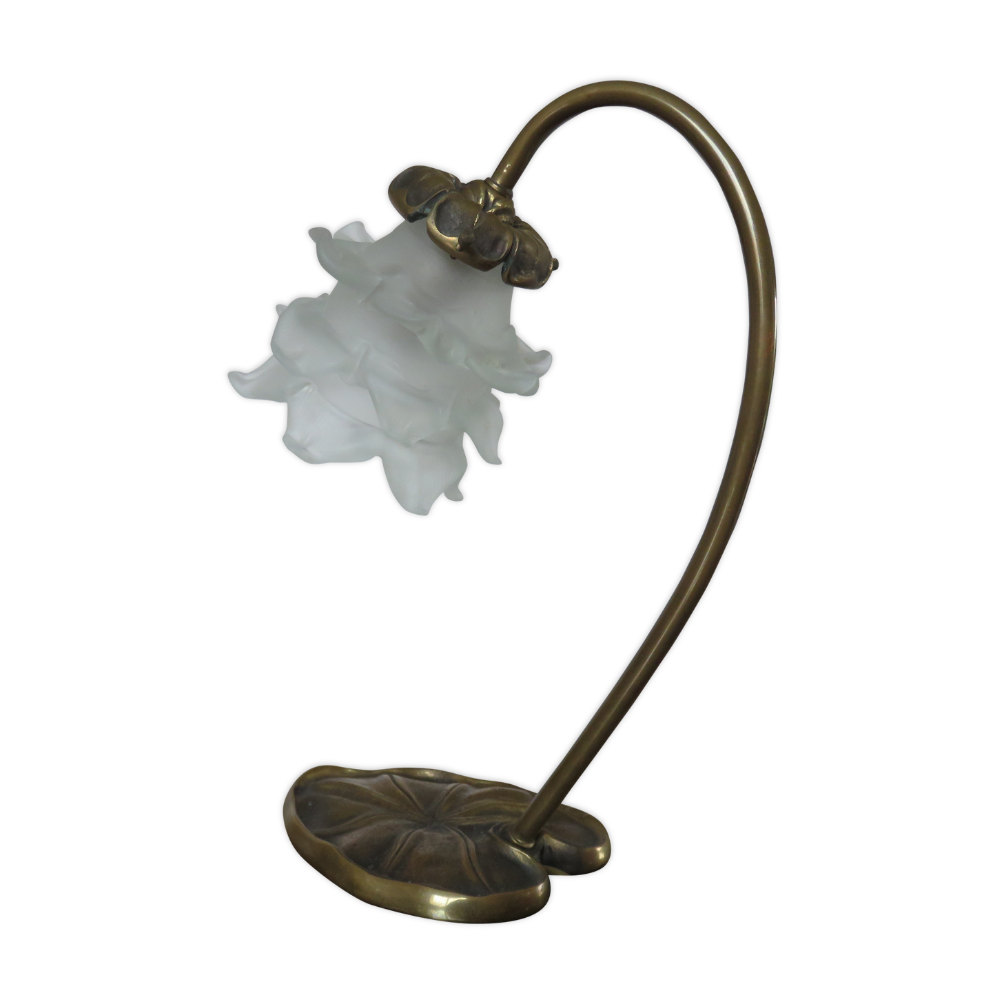 "Water lily" Huguenin bronze art nouveau lamp