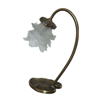 "Water lily" Huguenin bronze art nouveau lamp