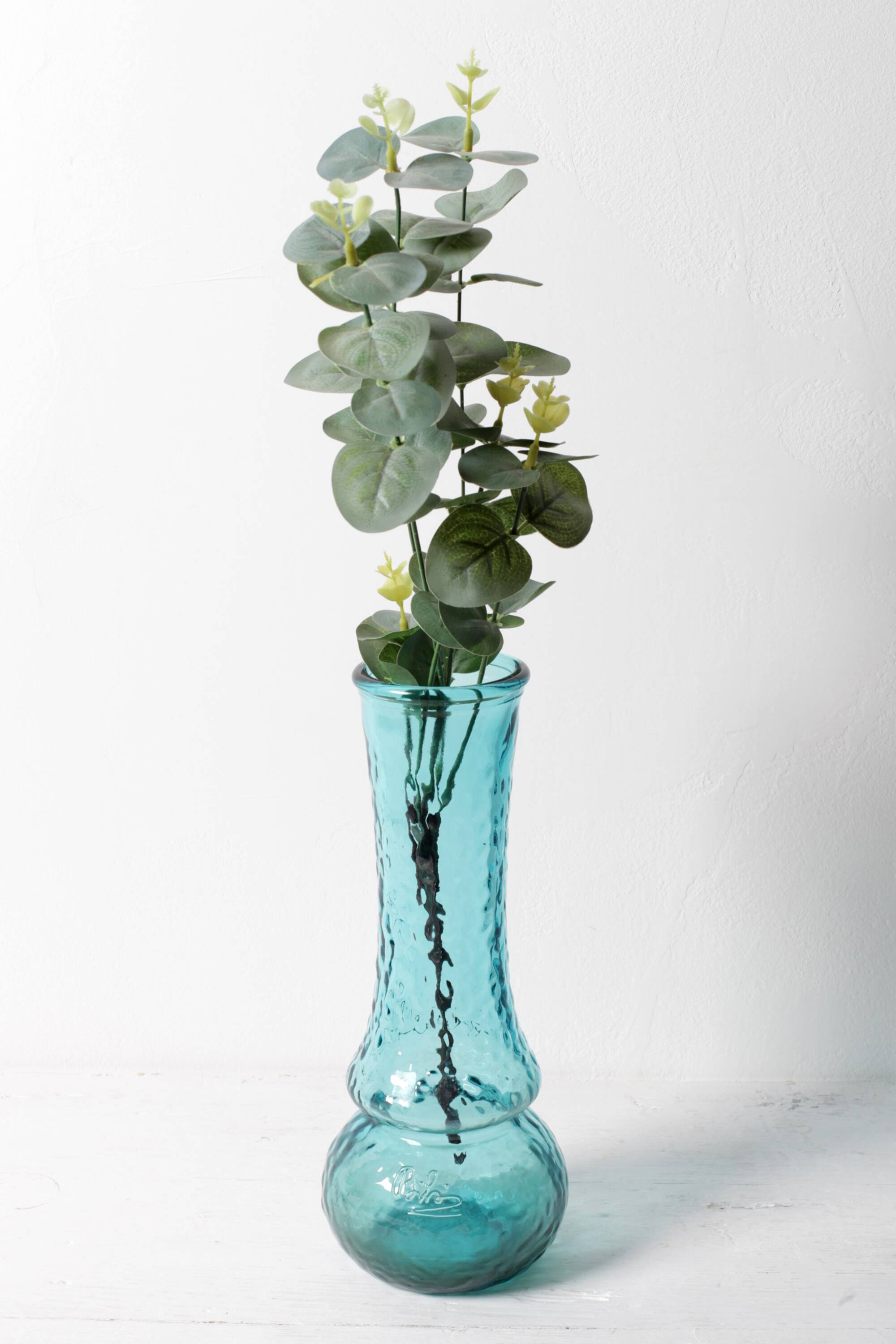 Turquoise Stylish Glass Flower Vase / Bibi / Italy / 1980s