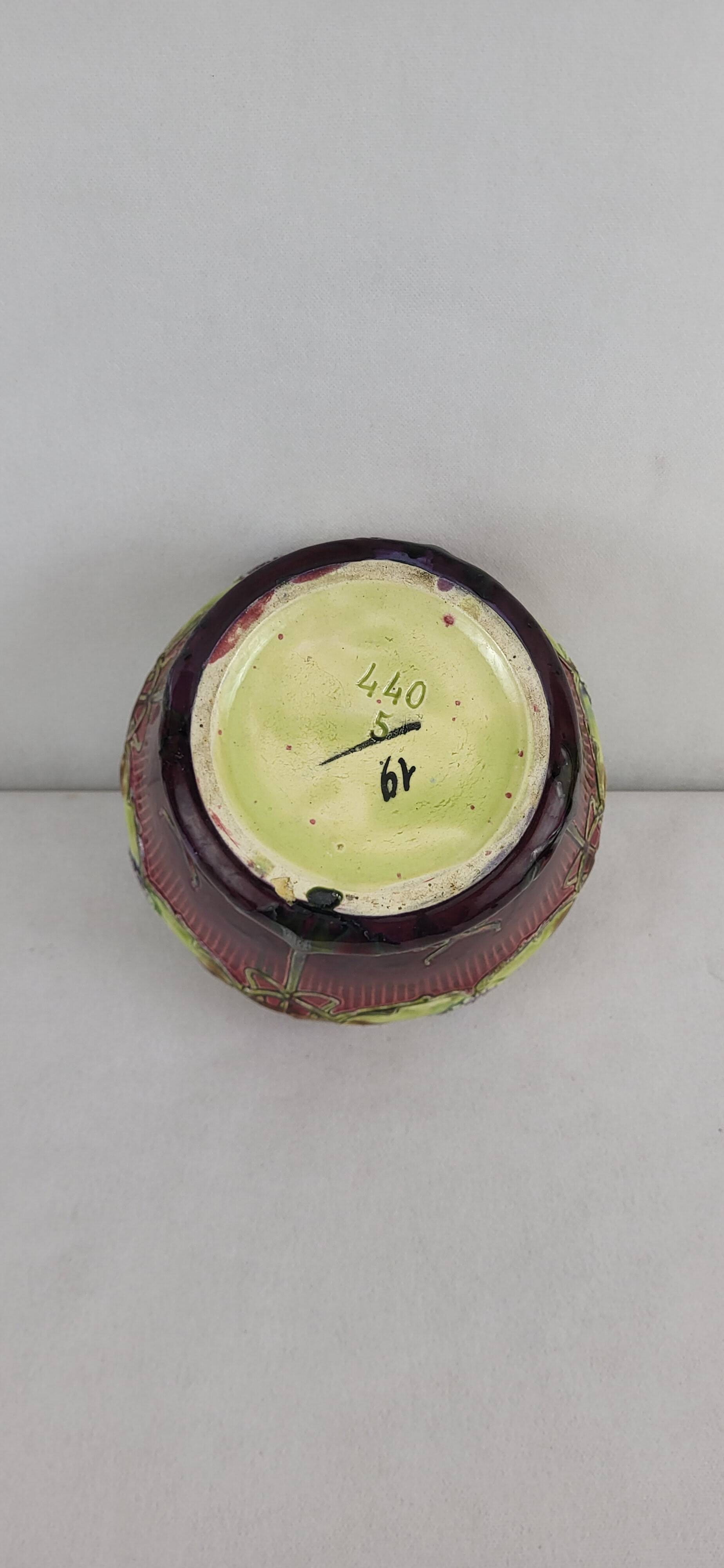 Art Nouveau earthenware cache pot