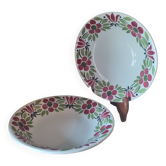Lot de 2 assiettes creuses décor floral Vintage