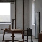 Modern French rectangular dining table in solid pine, handmade, 1900s.