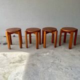 tabourets vintage en bois massif – design scandinave empilabl