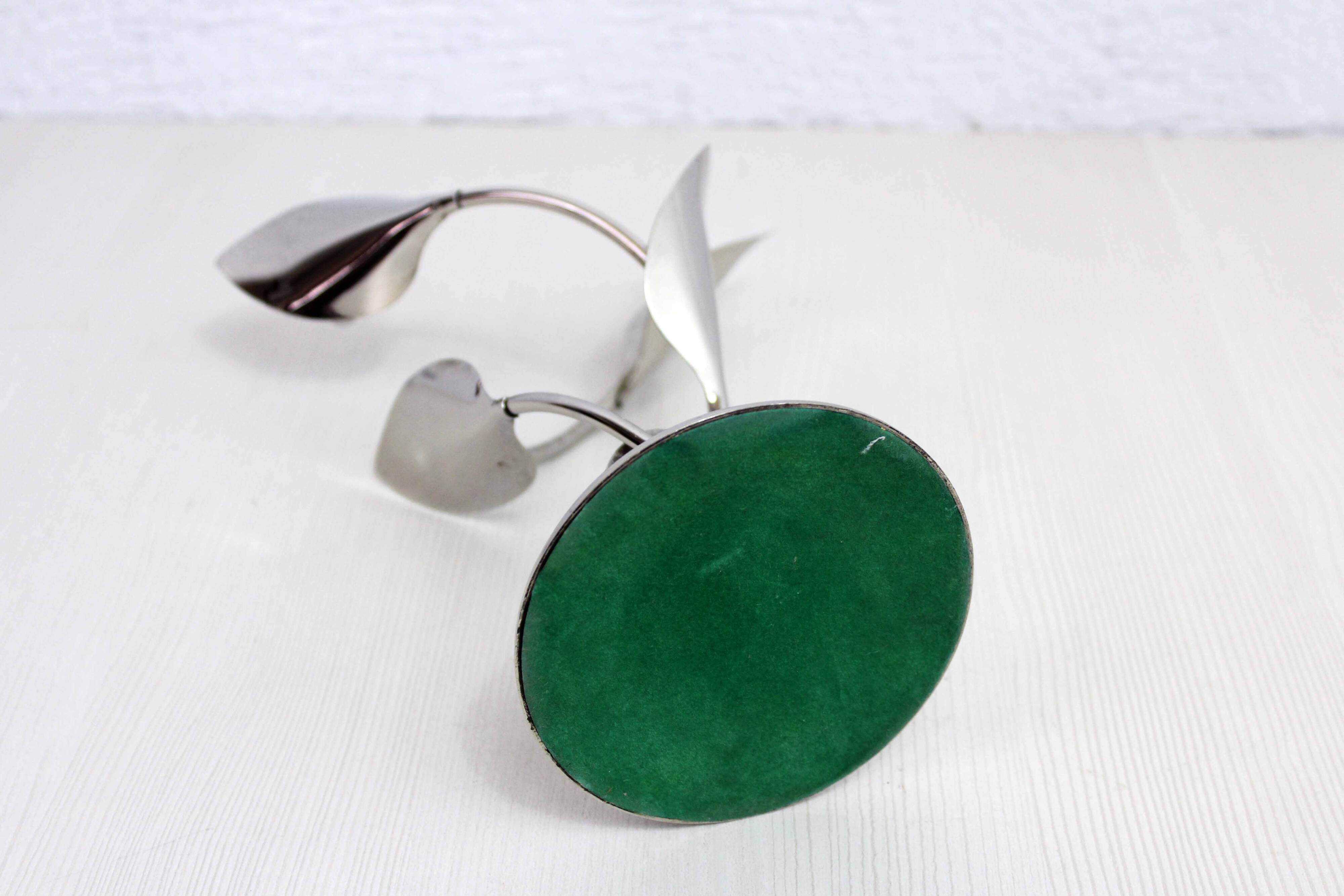 Chrome metal floral candle holder