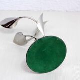 Chrome metal floral candle holder