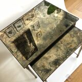 Brass and glass mirrored nesting tables