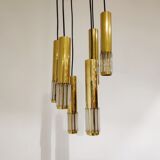 Vintage brass cascading chandelier, 1970s