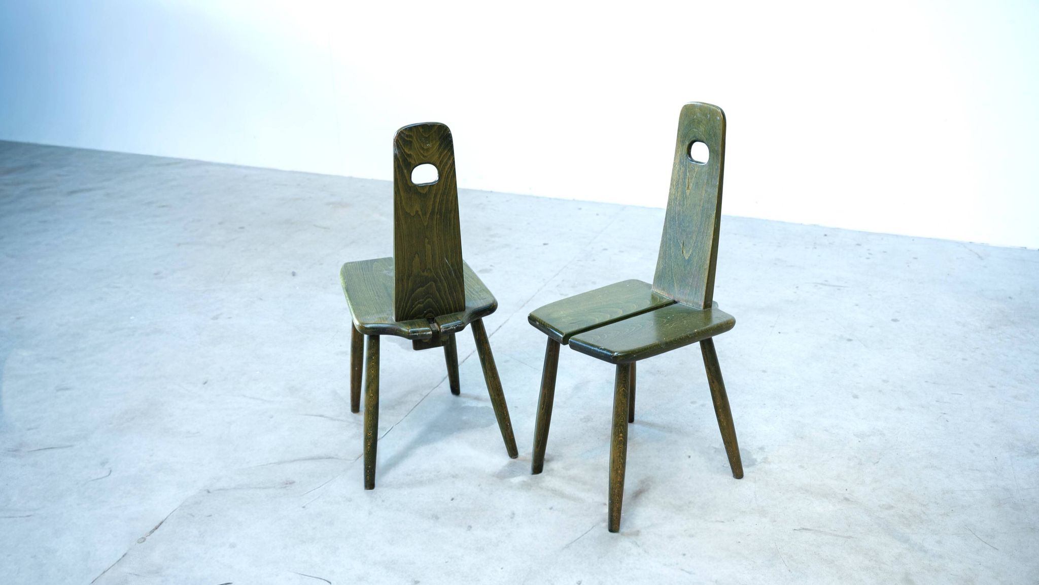 Set of four unique Dutch dining chairs